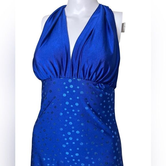 Dream Girl Polka Dot Halter Tunic Blue One Size Fits Most - Picture 2 of 3